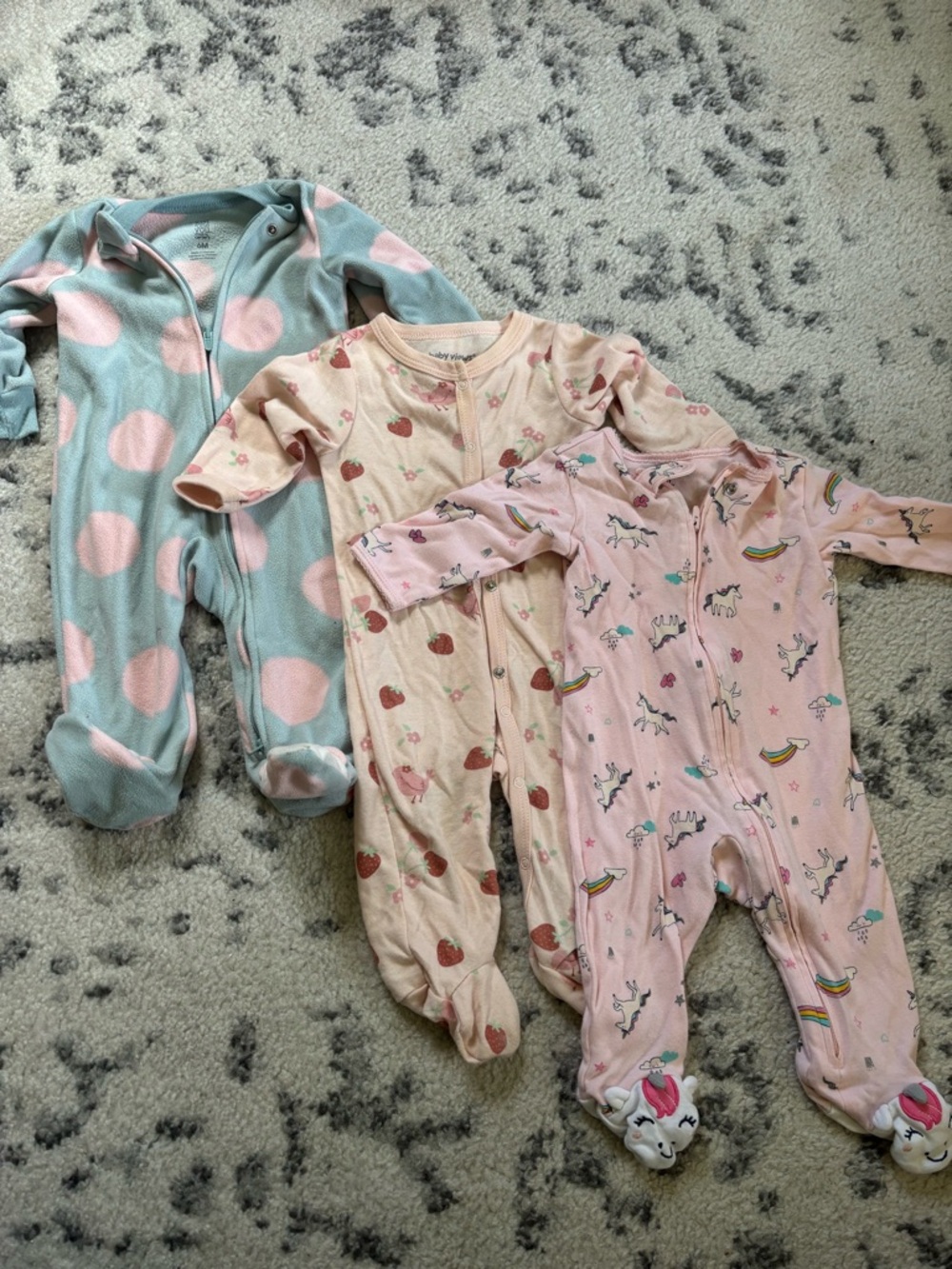 Toddler Unicorn & Strawberry Footed One-Piece Pajamas - Pink, Cream, Light Blue